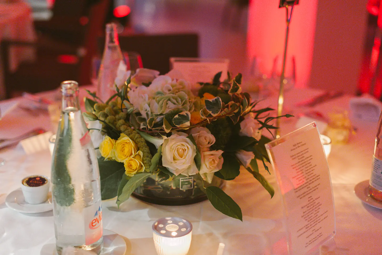 Wedding dinner details at Royal Riviera Hotel near Nice